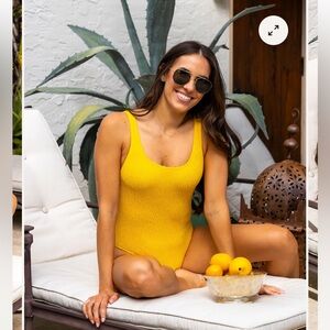 NWT Kenny Flowers The Capri Luxe Wrinkle One Piece Yellow